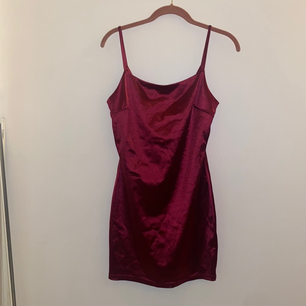 Satin Burgundy Mini Dress